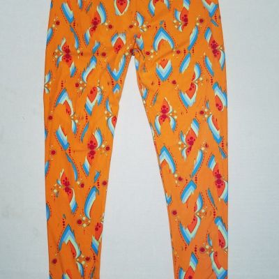 LuLaRoe Tall & Curvy Leggings Orange Blue Red Geo Summer Fall Bright